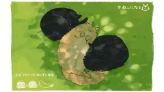 絵：『ファング』登場人物擬猫化 木漏れ日の落ちる芝生の上で寝ている3匹の猫（かのにゃん、けんたにゃん、きばにゃん）
