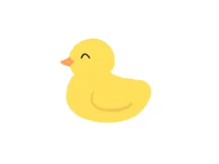 らくがき：「Placid Plastic Duck Simulator」に登場するアヒル風に描かれたカシマのようなもの（小説『シンガロン』登場人物）