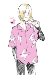 らくがき：「Placid Plastic Duck Simulator」に登場するアヒル柄のシャツを着た聖（小説『Drive to Pluto』登場人物）